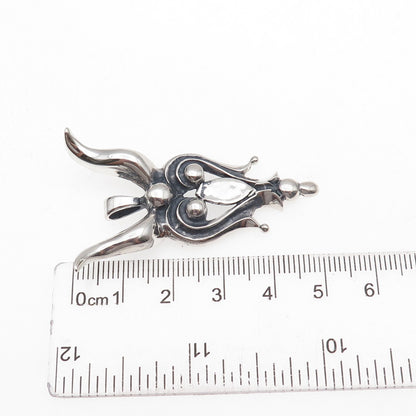 950 Silver Vintage Evil Heart Modernist Oxidized Pendant