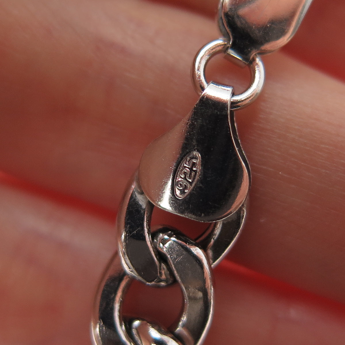 925 Sterling Silver Vintage Italy Curb Link Bracelet 8.75"