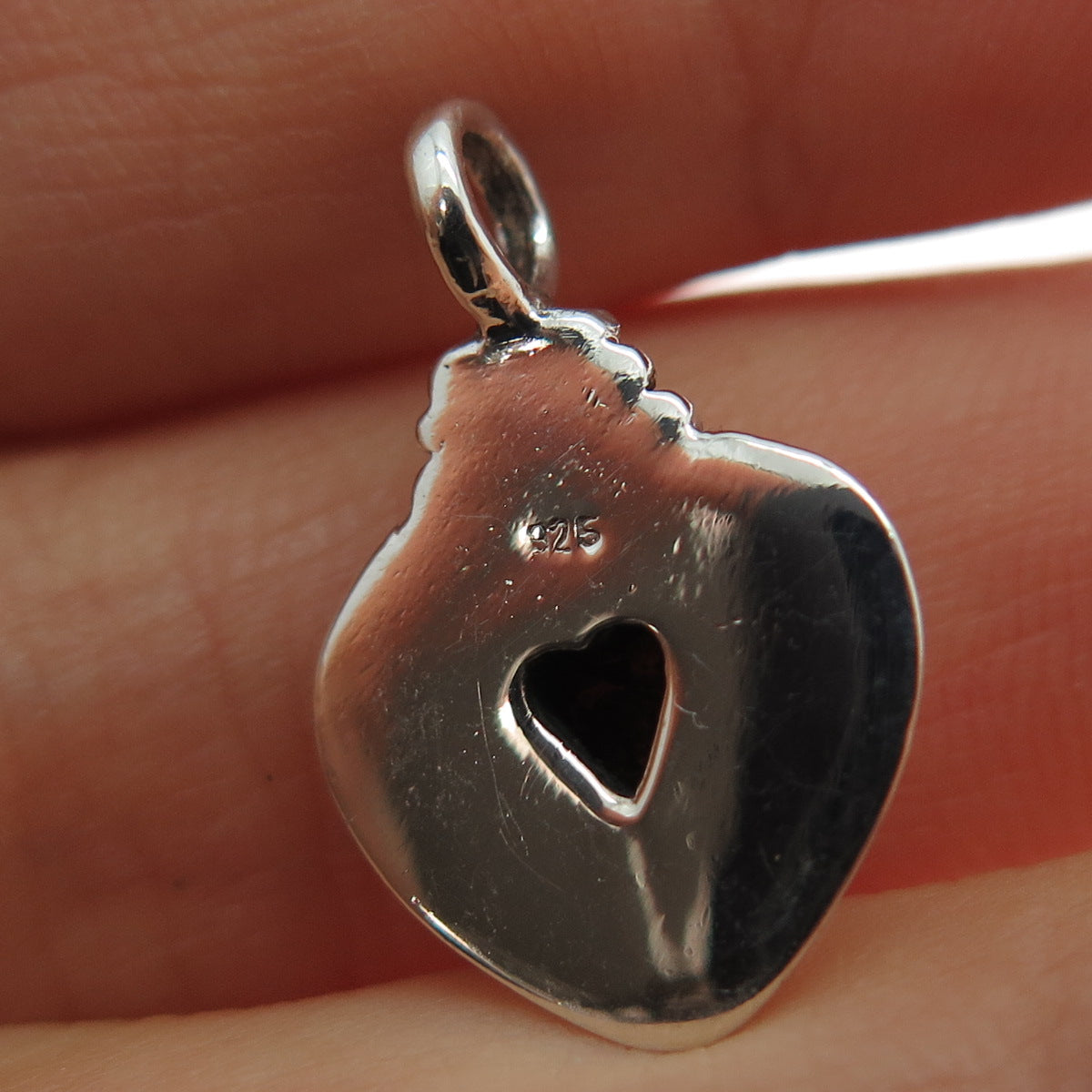 925 Sterling Silver Vintage Real Rhodochrosite Heart Mini Charm Pendant