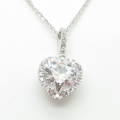 925 Sterling Silver Italy Round & Heart-Cut C Z Cable Chain Necklace 16"