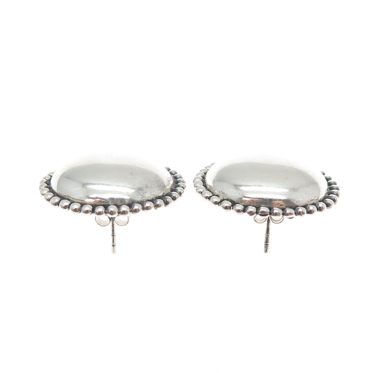 925 Sterling Silver Vintage Modernist Beaded Sun Oxidized Earrings