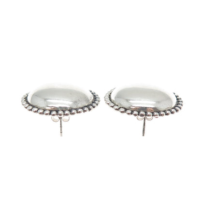 925 Sterling Silver Vintage Modernist Beaded Sun Oxidized Earrings