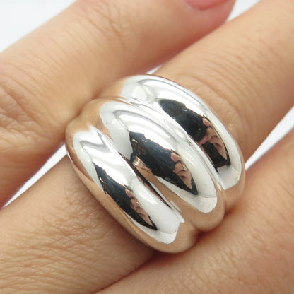 925 Sterling Silver Vintage Mexico Ribbed Ring Size 6.75