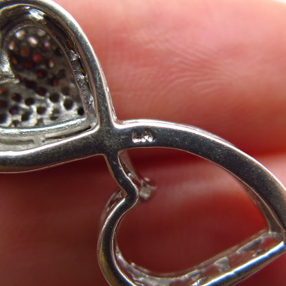 925 Sterling Silver Real Smoky Diamond Hearts Pendant