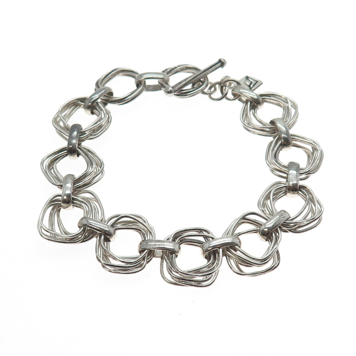SILPADA Sterling Silver Vintage Modernist Interlocked Multi-Circle Bracelet 7.5"