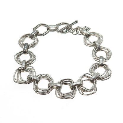 SILPADA Sterling Silver Vintage Modernist Interlocked Multi-Circle Bracelet 7.5"