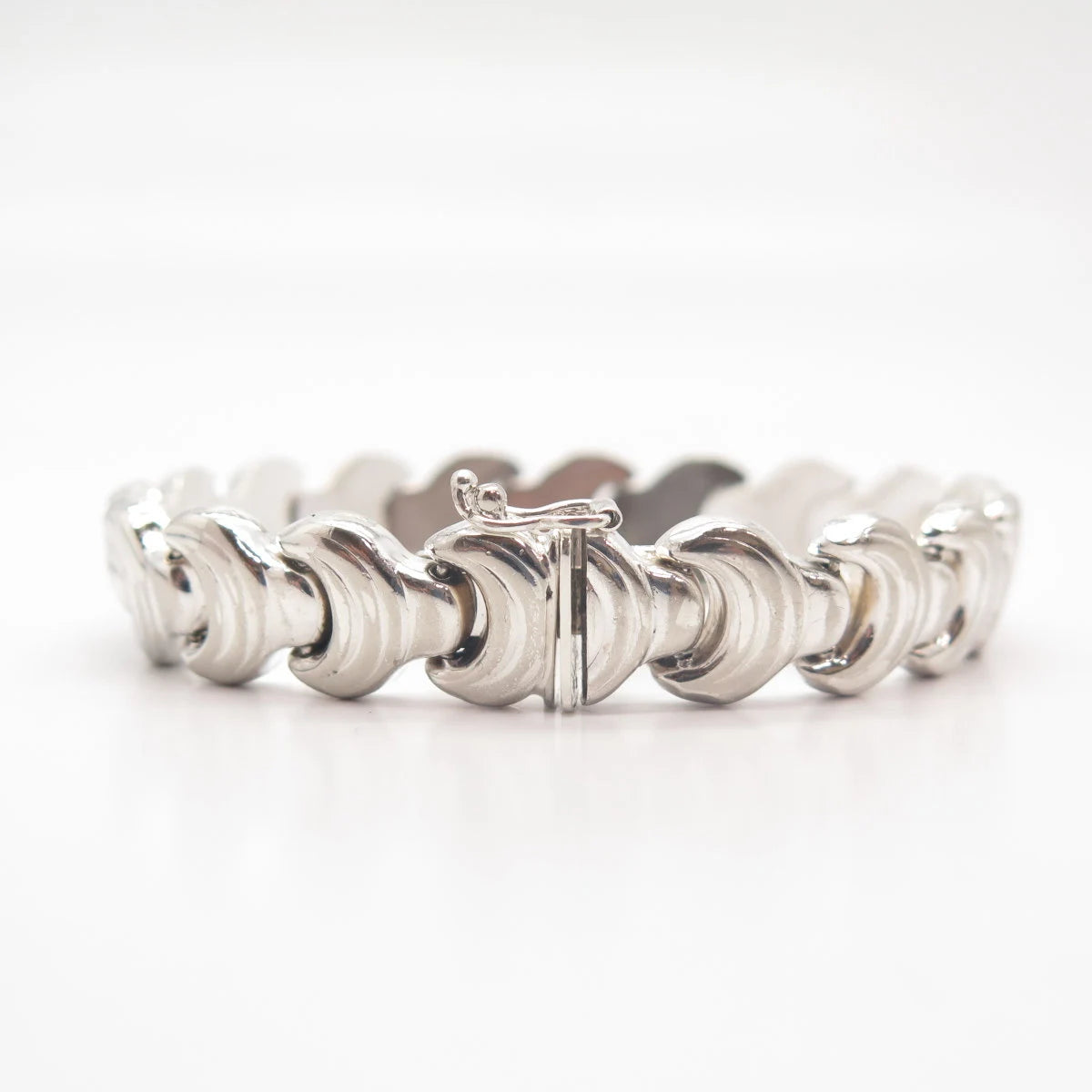 925 Sterling Silver Vintage Italy Modernist Link Bracelet 6.5"