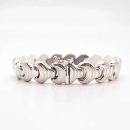 925 Sterling Silver Vintage Italy Modernist Link Bracelet 6.5"