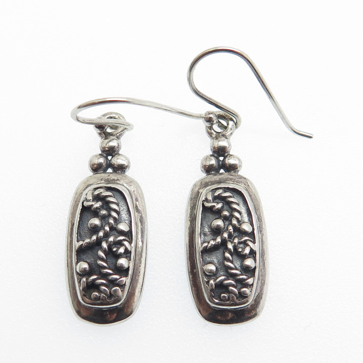 MWS Mark Wasserman Samara 925 Sterling Silver Vintage Roped Oxidized Earrings