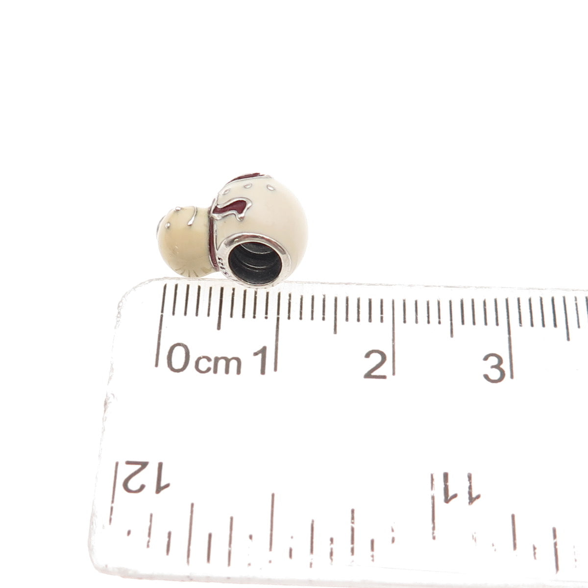 PANDORA 925 Sterling Silver Enamel Snowman Slide Bead Charm