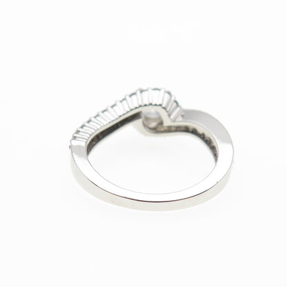 925 Sterling Silver Round-Cut C Z Engagement Bypass Ring Size 6.5