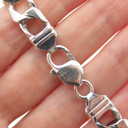 925 Sterling Silver Vintage Italy Square Curb Link Bracelet 8.25"