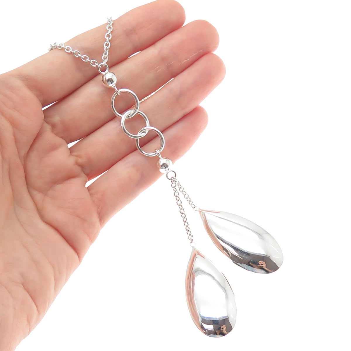 ELLE 925 Sterling Silver Vintage Real Ruby Modernist Cable Chain Necklace 24"