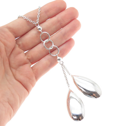 ELLE 925 Sterling Silver Vintage Real Ruby Modernist Cable Chain Necklace 24"