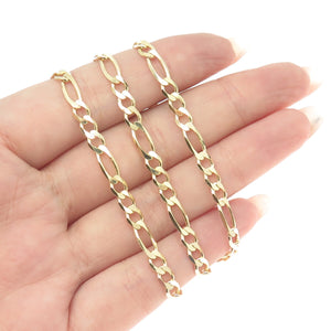 HAN 925 Sterling Silver Gold Plated Italy Figaro Chain Necklace 22"