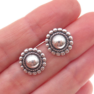 Old Pawn 925 Sterling Silver Vintage Southwestern Sun Beaded Tribal Earrings