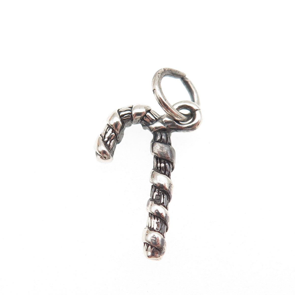 925 Sterling Silver Vintage Candy Cane Festive Christmas Mini Charm Pendant