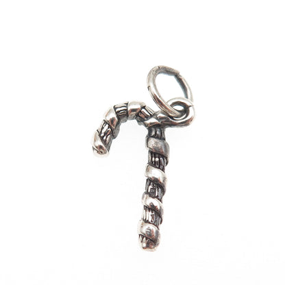 925 Sterling Silver Vintage Candy Cane Festive Christmas Mini Charm Pendant