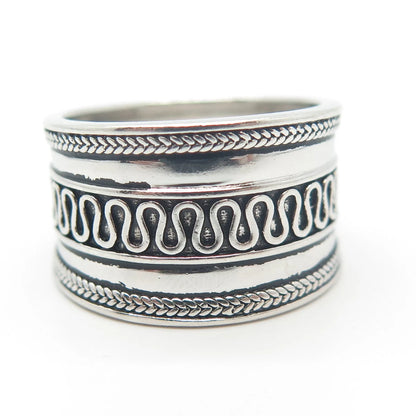 925 Sterling Silver Vintage Spiral Band Ring Size 7.25