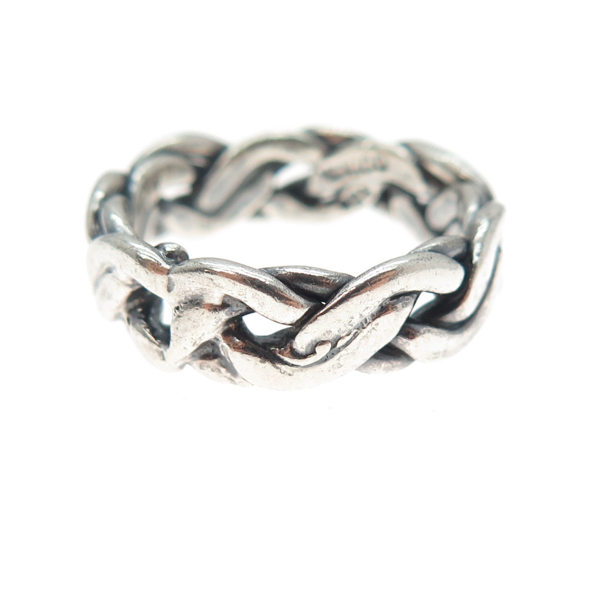 925 Sterling Silver Vintage Mexico Braided Oxidized Band Ring Size 8.25