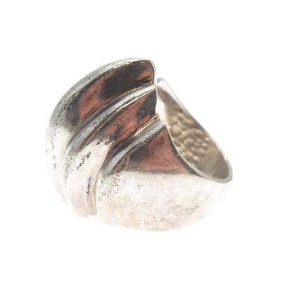 925 Sterling Silver Vintage Modernist Dome Oxidized Ring Size 6.25