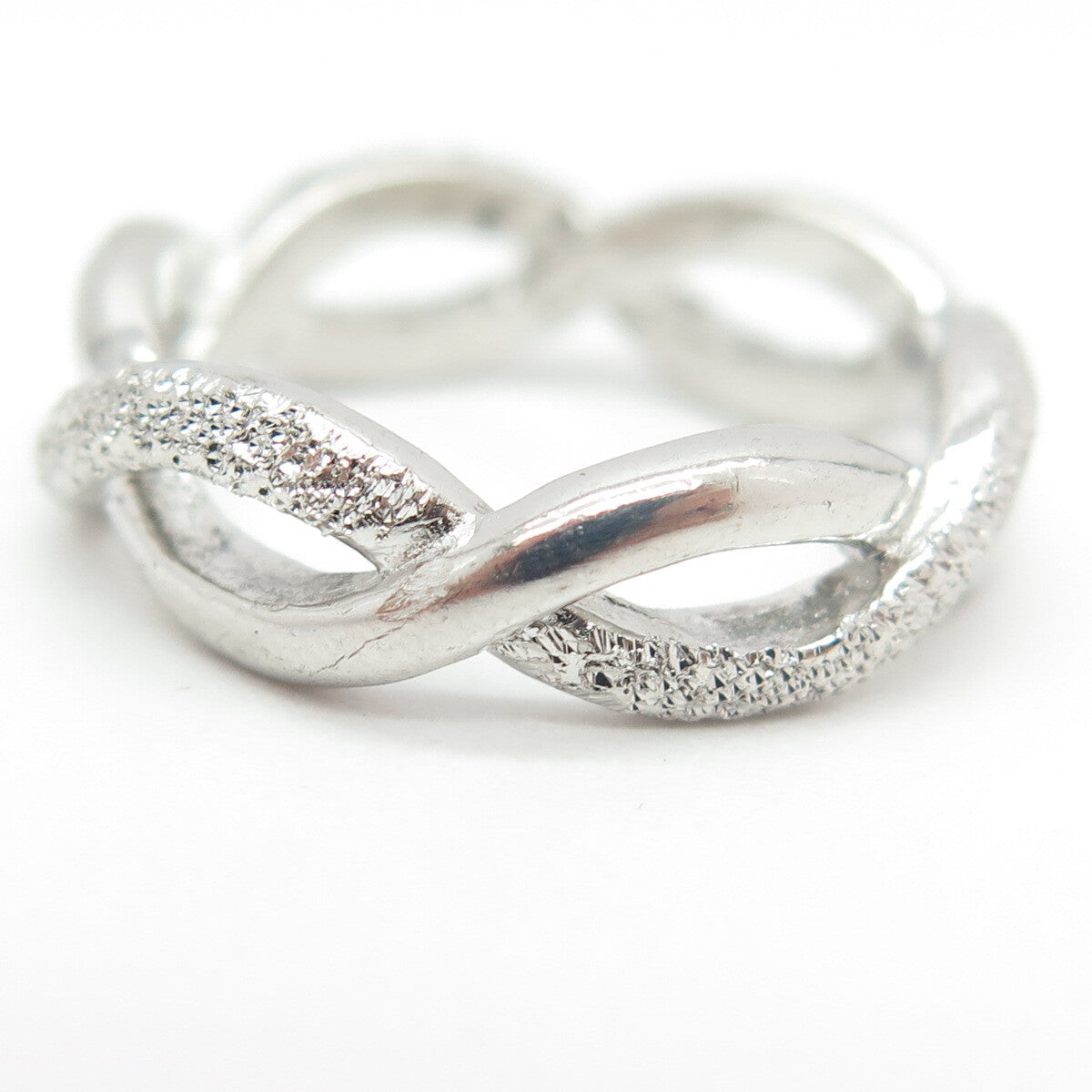 925 Sterling Silver All Around Infinity Link Band Ring Size 7.25