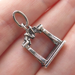 925 Sterling Silver Vintage Liberty Bell Arch Oxidized Minimalist Charm Pendant