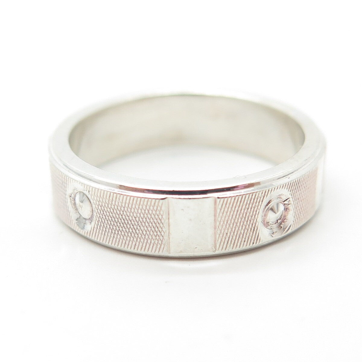 925 Sterling Silver Vintage Textured Band Ring Size 7.25
