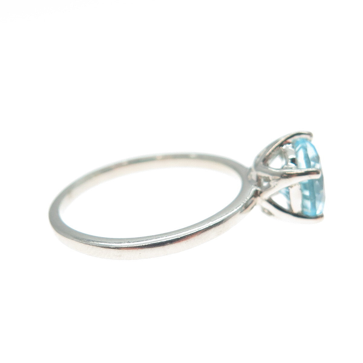 DAZZLERS 925 Sterling Silver Round-Cut Nano Blue Topaz Ring Size 5.25