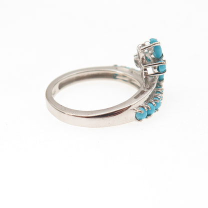 Chuck Clemency 925 Sterling Real Sleeping Beauty Turquoise Floral Ring Size 6.25