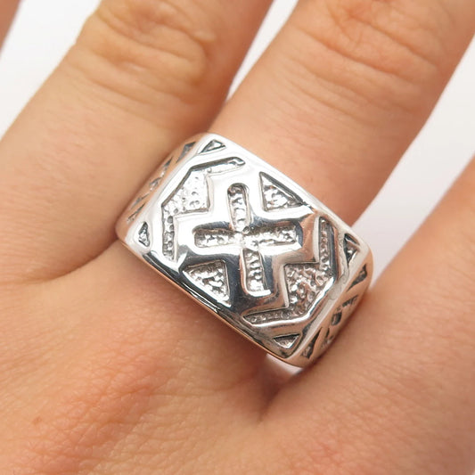 925 Sterling Silver Vintage Ornate Ring Size 12.25