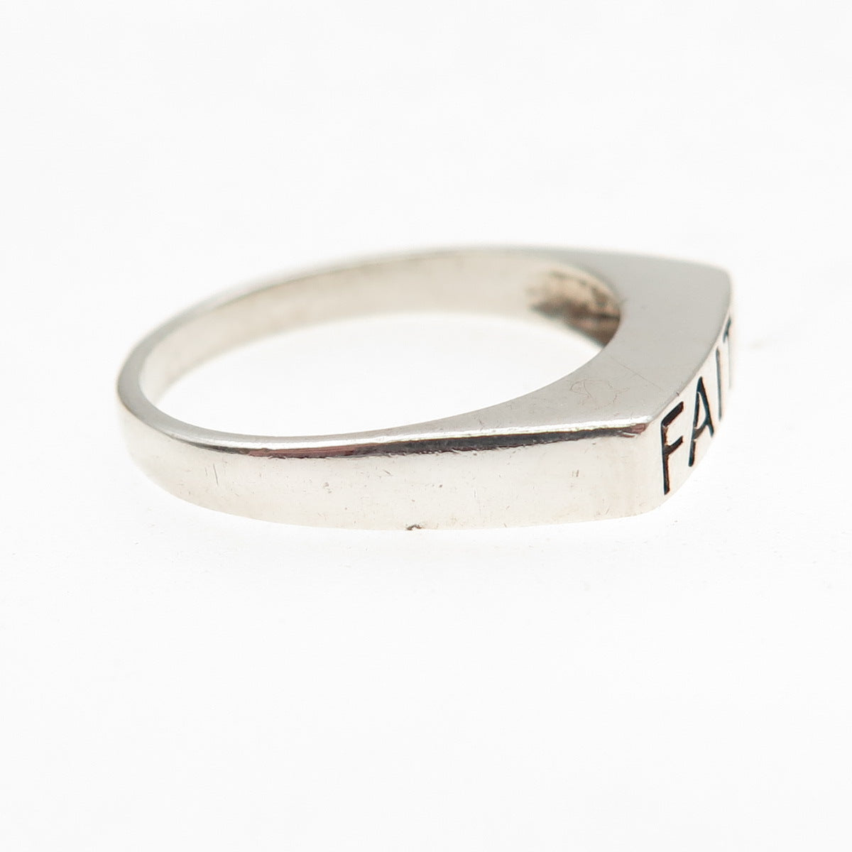 925 Sterling Silver Vintage Faith Ring Size 7.75