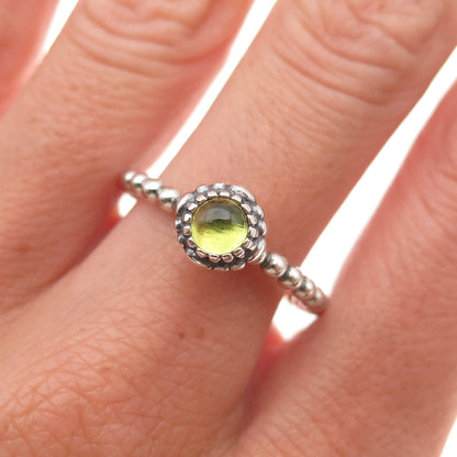 Pandora 925 Sterling Silver Real Peridot August Birthday Blooms Ring Size 9