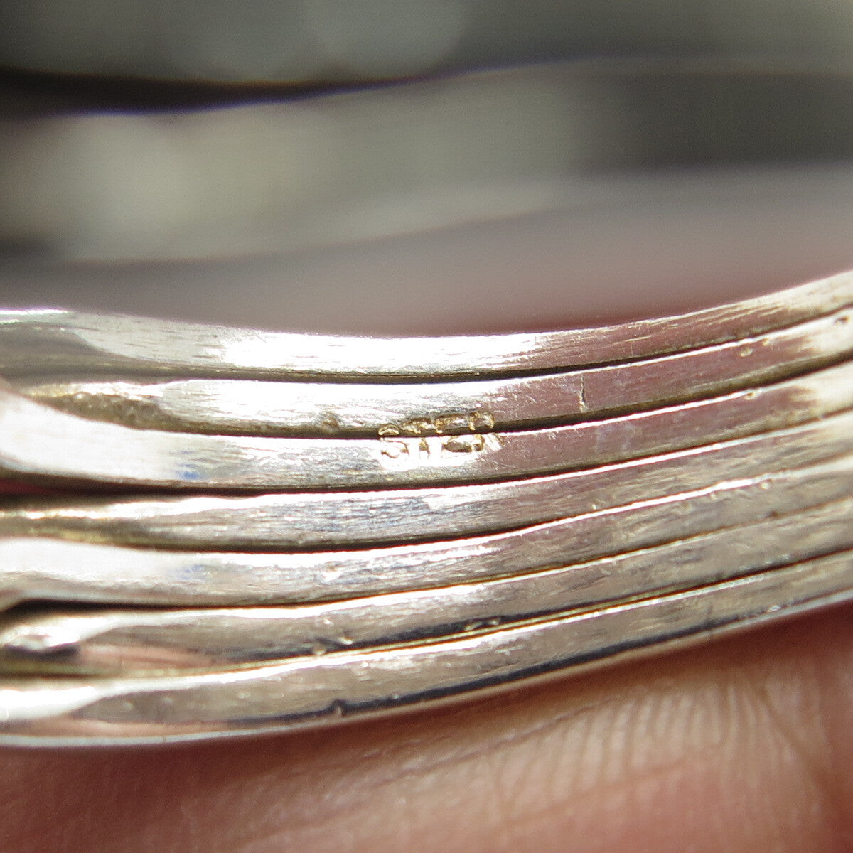 925 Sterling Silver Vintage Modernist Interlocked Ring Size 14.25