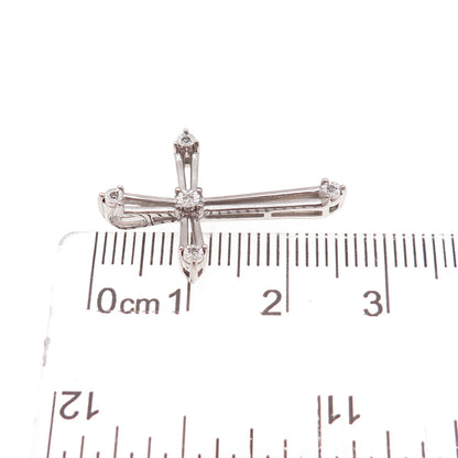 Sun 925 Sterling Silver Real Round-Cut Diamond Cross Slide Charm Pendant