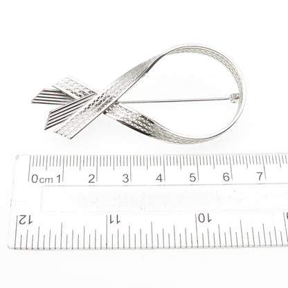 925 Sterling Silver Antique Art Deco Ribbon Filigree Pin Brooch