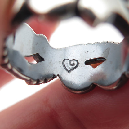 BRIGHTON 925 Sterling Silver Vintage Modernist Heart Oxidized Ring Size 6.25