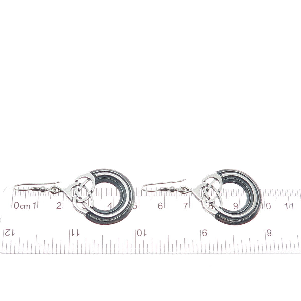 OLA M GORIE 925 Sterling Vintage Edinburgh Celtic Oxidized Dangle Earrings