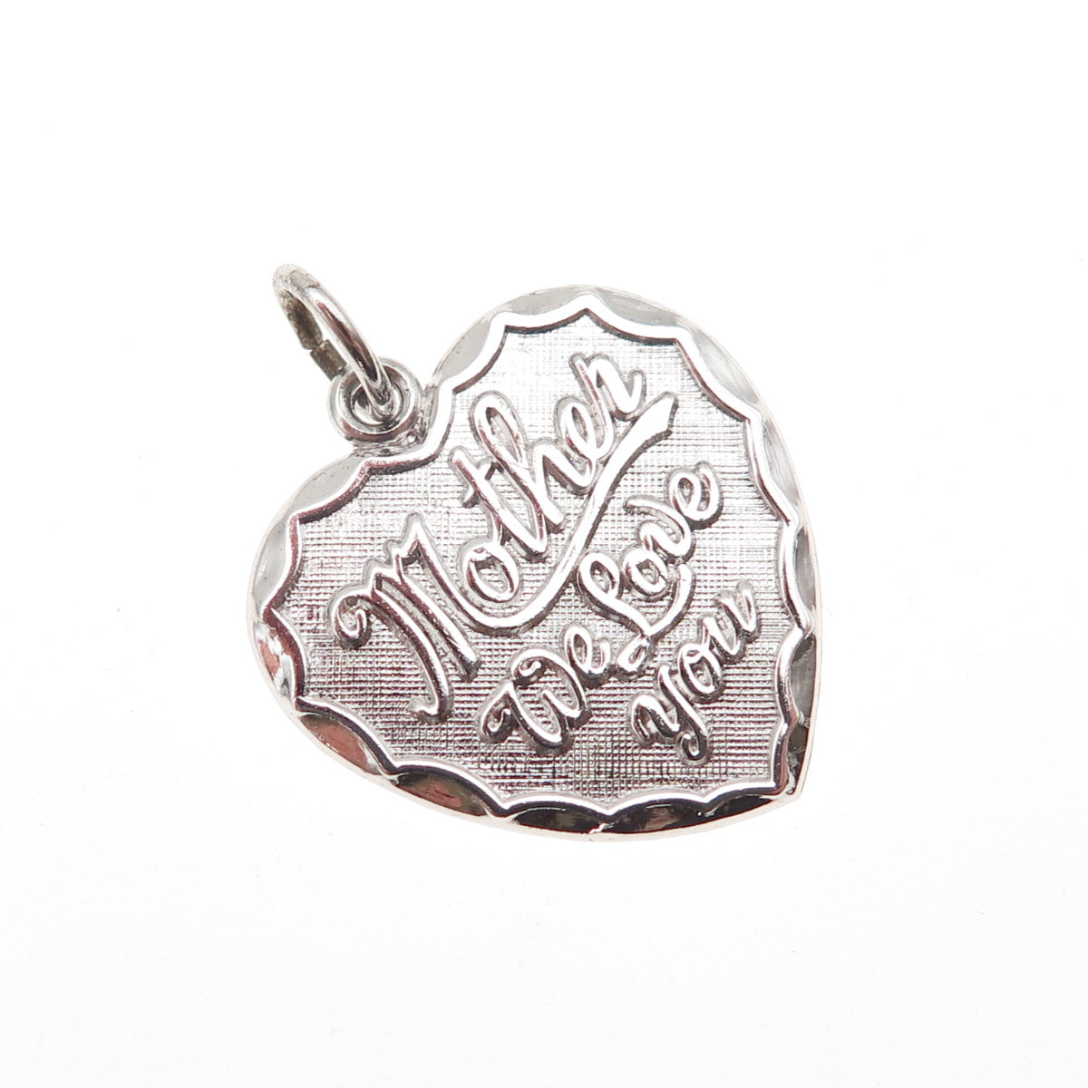 Rembrandt 925 Sterling Silver Vintage Mother We Love You Heart Charm Pendant