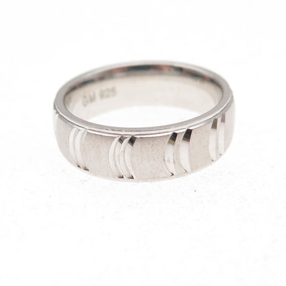 925 Sterling Silver Ribbed Band Ring Size 6.25