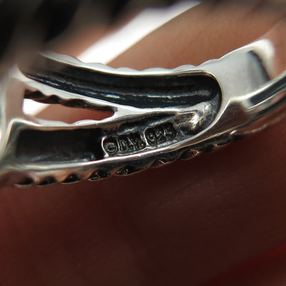 DAVID YURMAN Sterling Silver Vintage Real Diamond & Smoky Quartz Ring Size 6.25