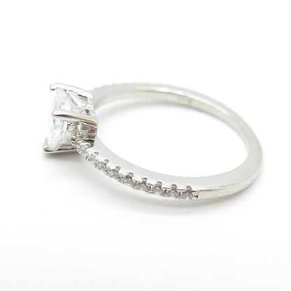 925 Sterling Silver Heart & Round-Cut Shaped C Z Ring Size 6