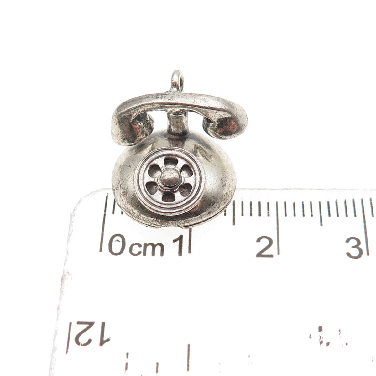 Danecraft Sterling Silver Antique Art Deco Rotary Phone 3D Mini Charm Pendant