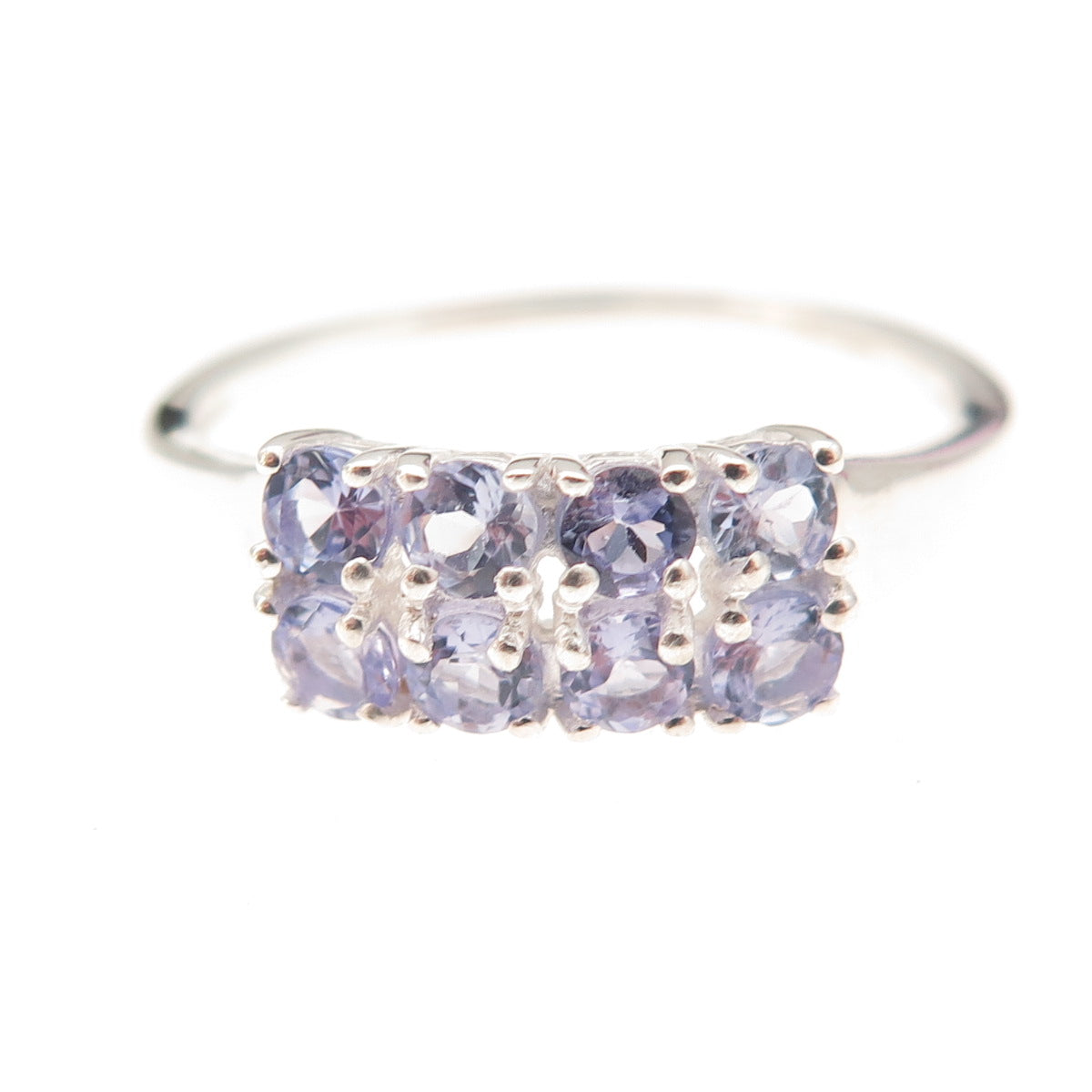 D'Joy 925 Sterling Silver Real Round-Cut Tanzanite Ring Size 10