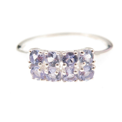 D'Joy 925 Sterling Silver Real Round-Cut Tanzanite Ring Size 10