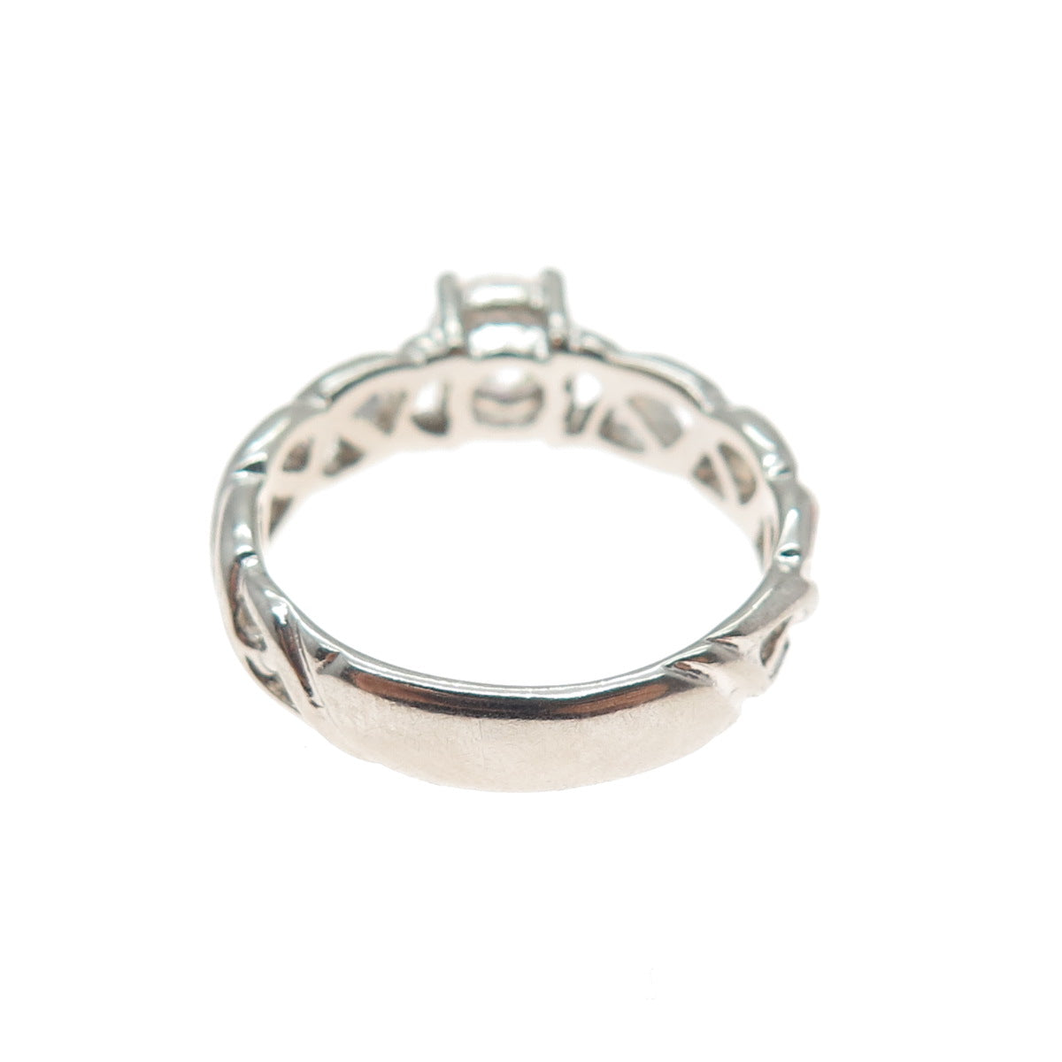 SETA 925 Sterling Silver Vintage Round-Cut C Z Celtic Engagement Ring Size 7.75