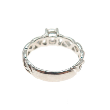 SETA 925 Sterling Silver Vintage Round-Cut C Z Celtic Engagement Ring Size 7.75