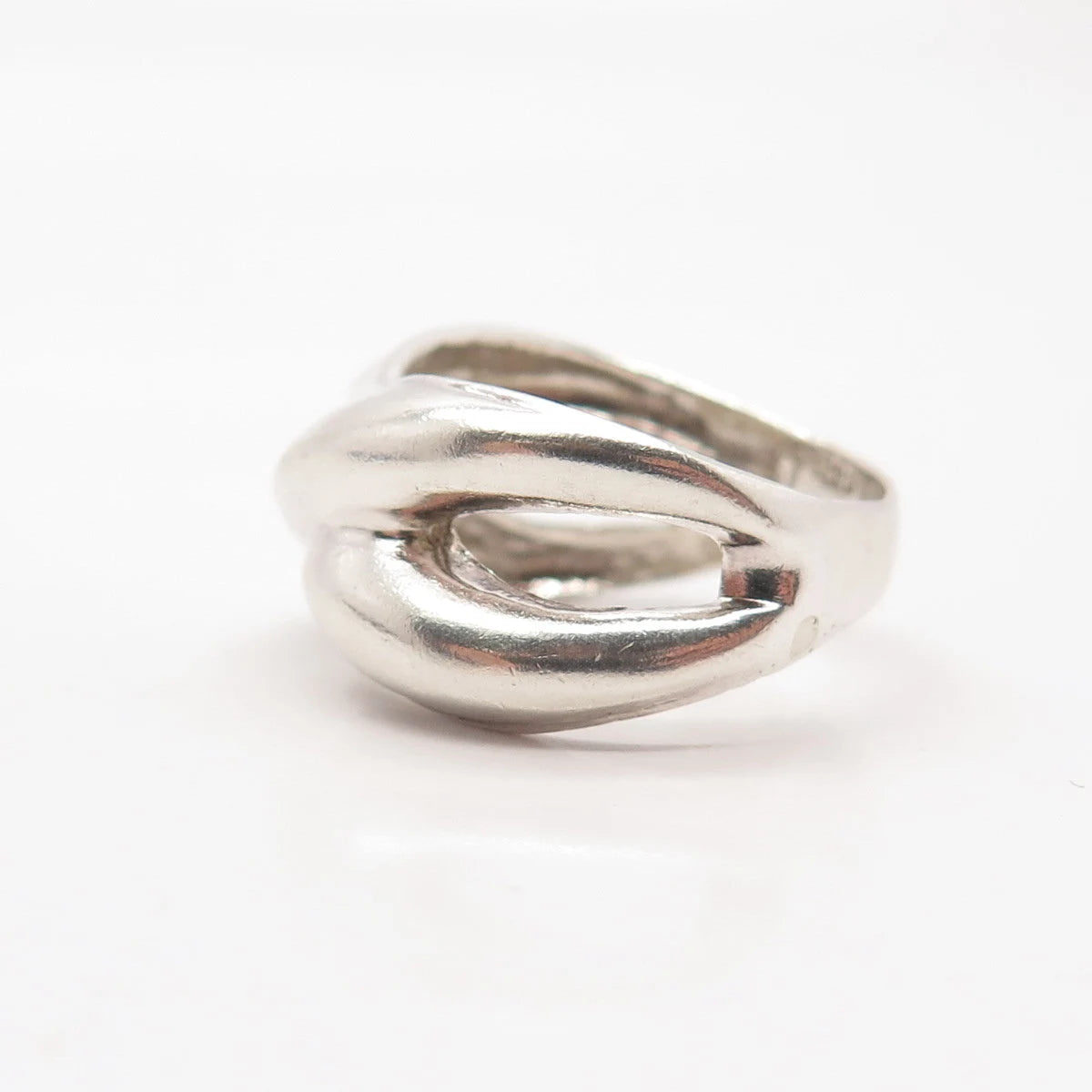 925 Sterling Silver Vintage Crossover Ring Size 8.25