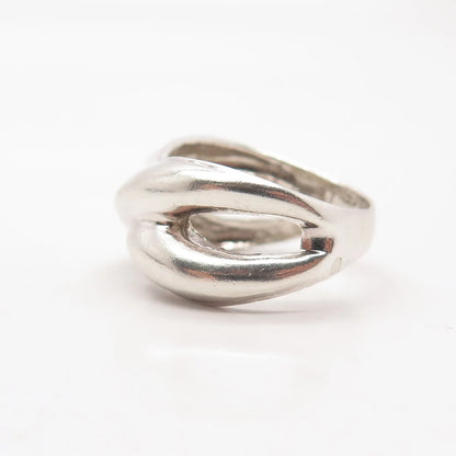 925 Sterling Silver Vintage Crossover Ring Size 8.25