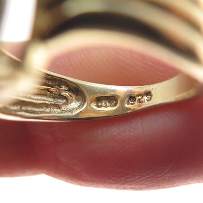 925 Sterling Silver Gold Plated Vintage Real Doublet MOP Ring Size 6